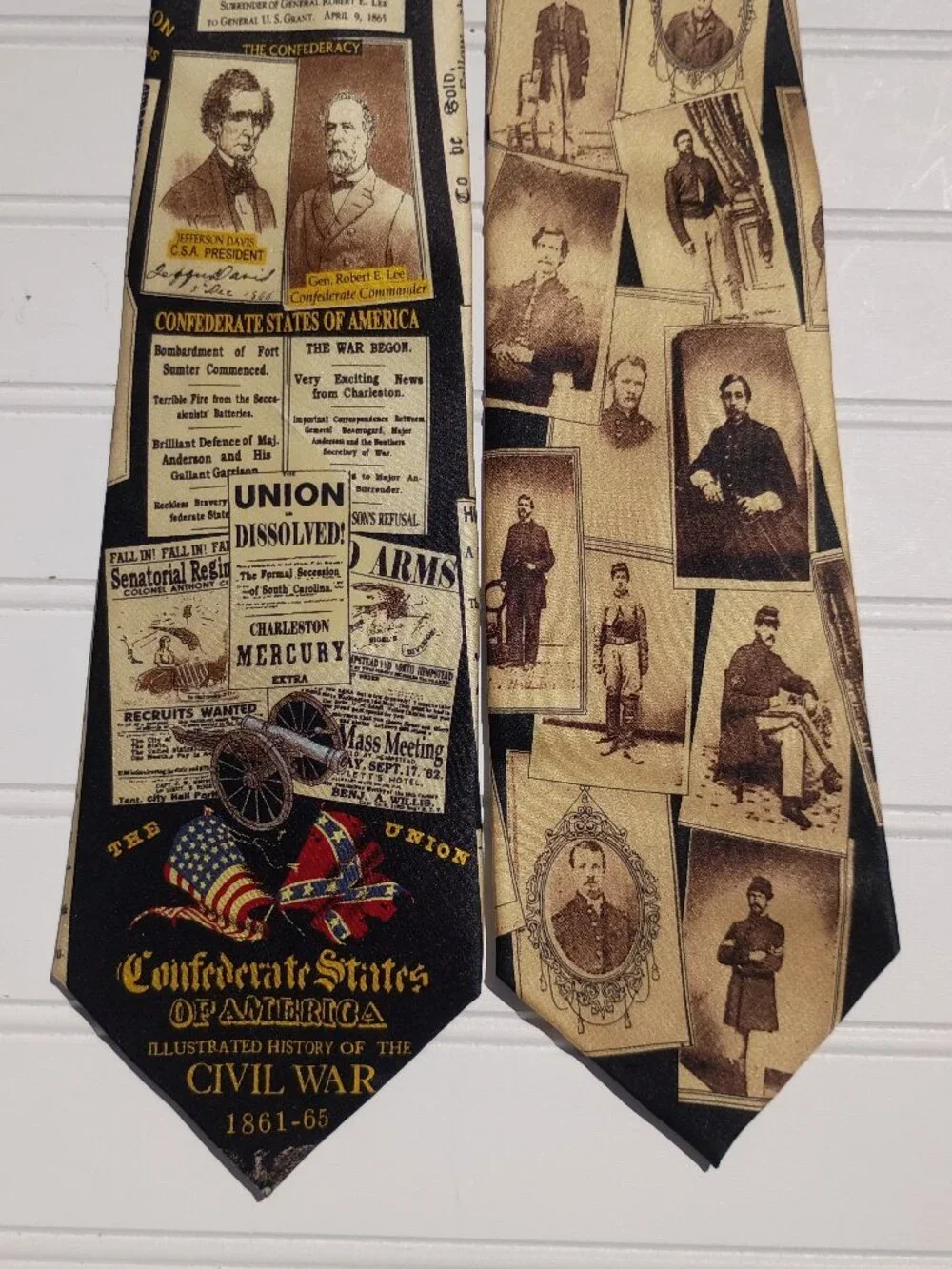 Vintage Museum Artifacts Neckties Civil War Soldiers Handmade Silk Tie CSA